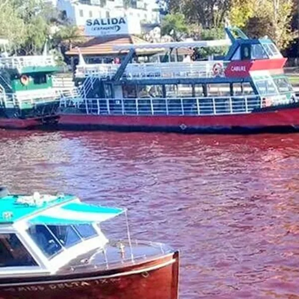 Preocupación en Tigre: El río se tiñó de rojo e investigan las causas