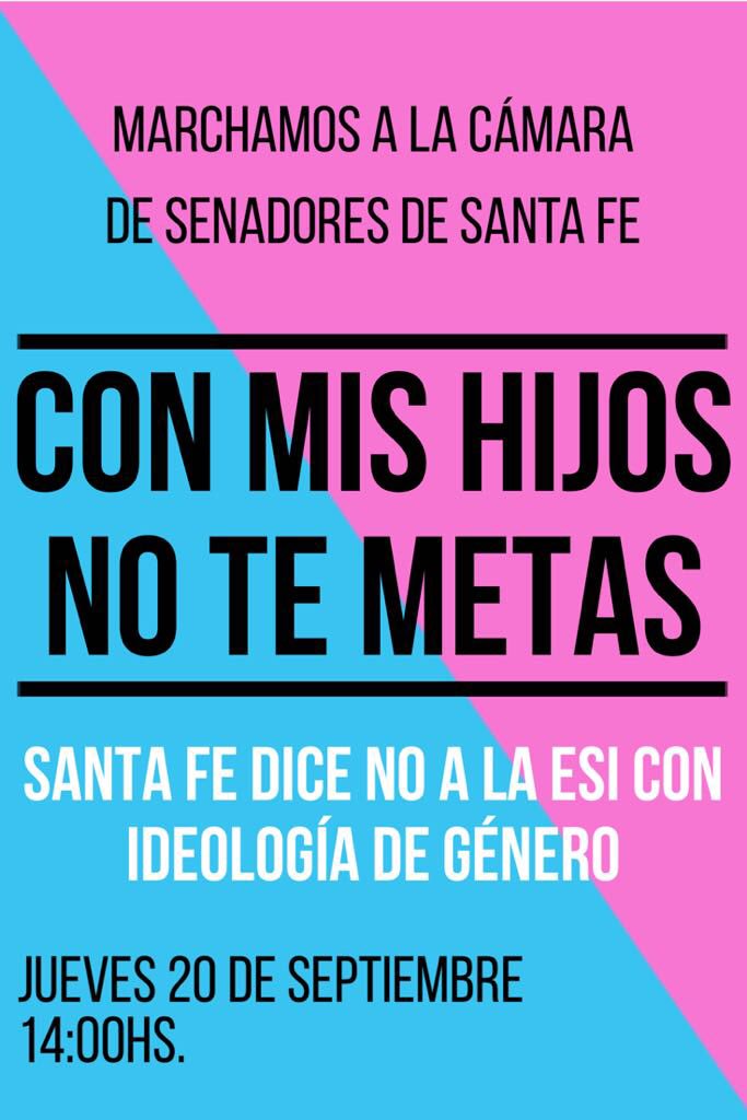 Los colores celeste y rosa hacen referencia al binomio hombre- mujer que estos grupos intentan conservar| Foto: Twitter @Cari60018134 