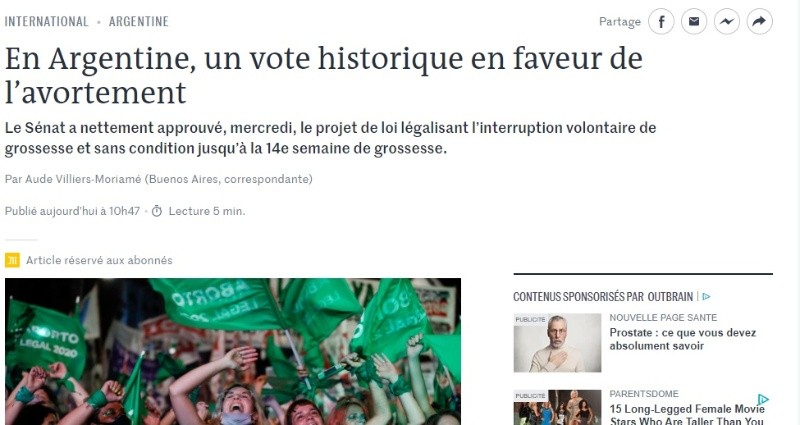 Medios internacionales sobre el aborto en Argentina