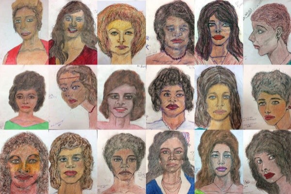 Retratos de las víctimas hechos por el asesino. | Foto: FBI.