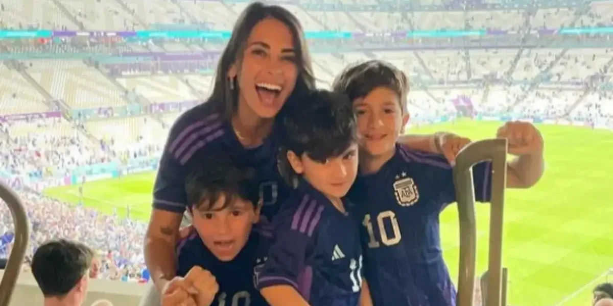 El festejo de Antonela Roccuzzo tras el triunfo de la Selección ...