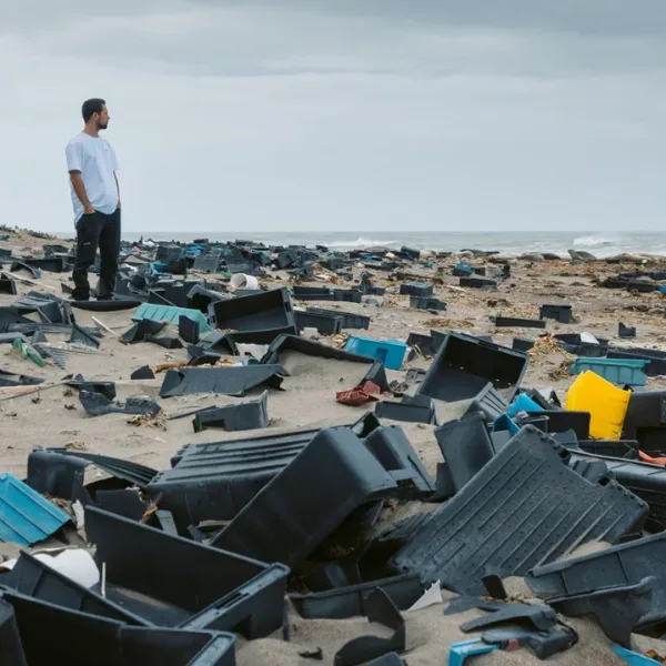 La cruzada de Yago Lange, el regatista olímpico, para limpiar una playa de Península Valdés repleta de basura