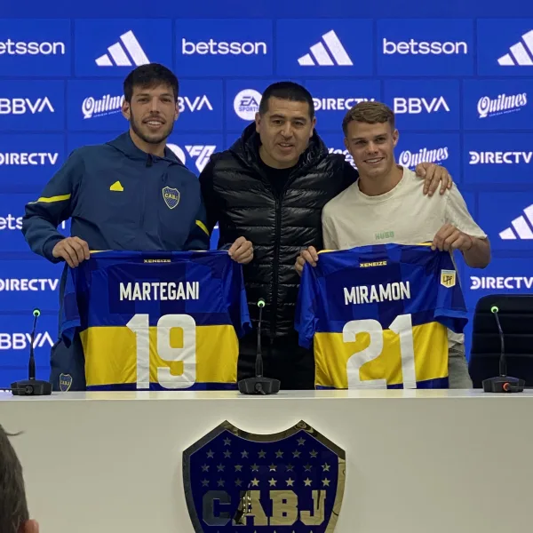Con la presencia de Riquelme, Boca presentó a Miramón y Martegani como refuerzos