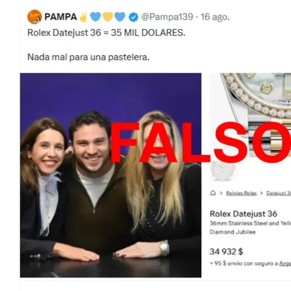 Es falso que Karina Milei está usando un reloj Rolex de USD 35.000 en esta foto