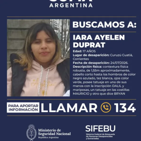 Activaron una Alerta Sofía por la desaparición de una adolescente de 17 años en Corrientes