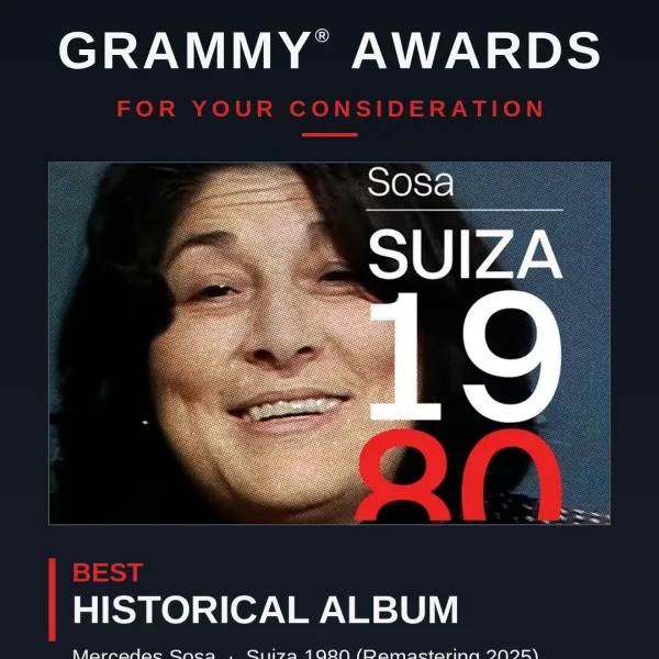 Mercedes Sosa busca un lugar en los Latin GRAMMY con Suiza 1980, un álbum grabado en el exilio